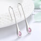 Amy and Annette Gemstone Sterling Silver Pull-through Minimalist Drop Earrings