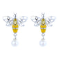 Sterling Silver Bee Earrings With Swarovski Crystals and Pearl
