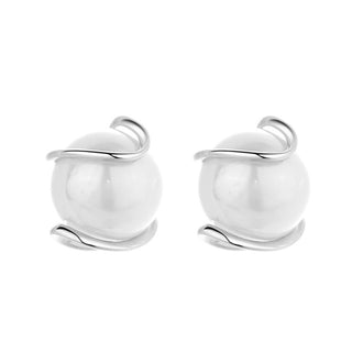 Cultured Pearl & Sterling Silver Caged Stud Earrings