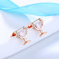 14K Rose Gold and Sterling Silver Wine Glasses Earrings with crystals from Swarovski