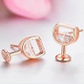 14K Rose Gold and Sterling Silver Wine Glasses Earrings with crystals from Swarovski
