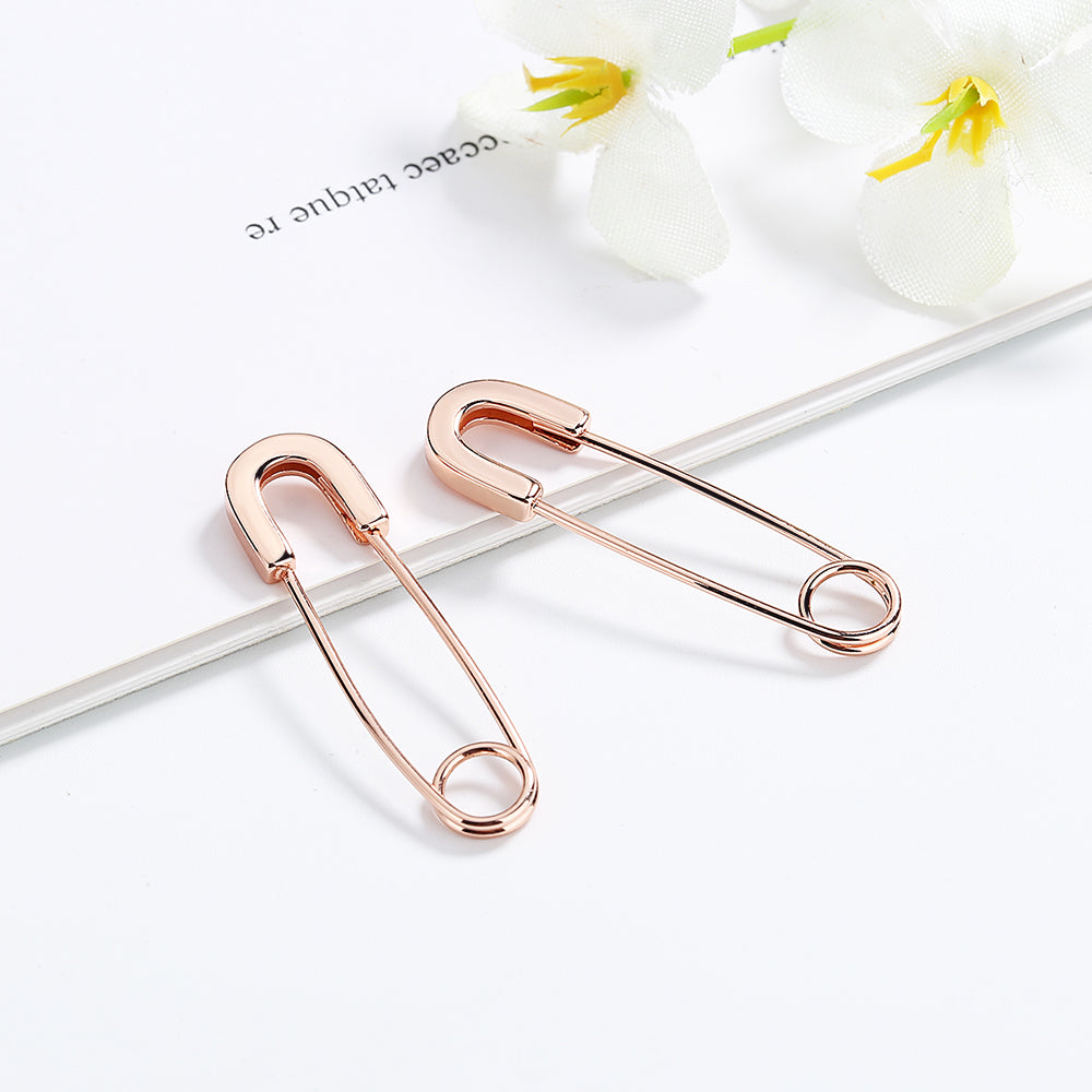 14K Gold over Sterling Silver Safety Pin Earrings