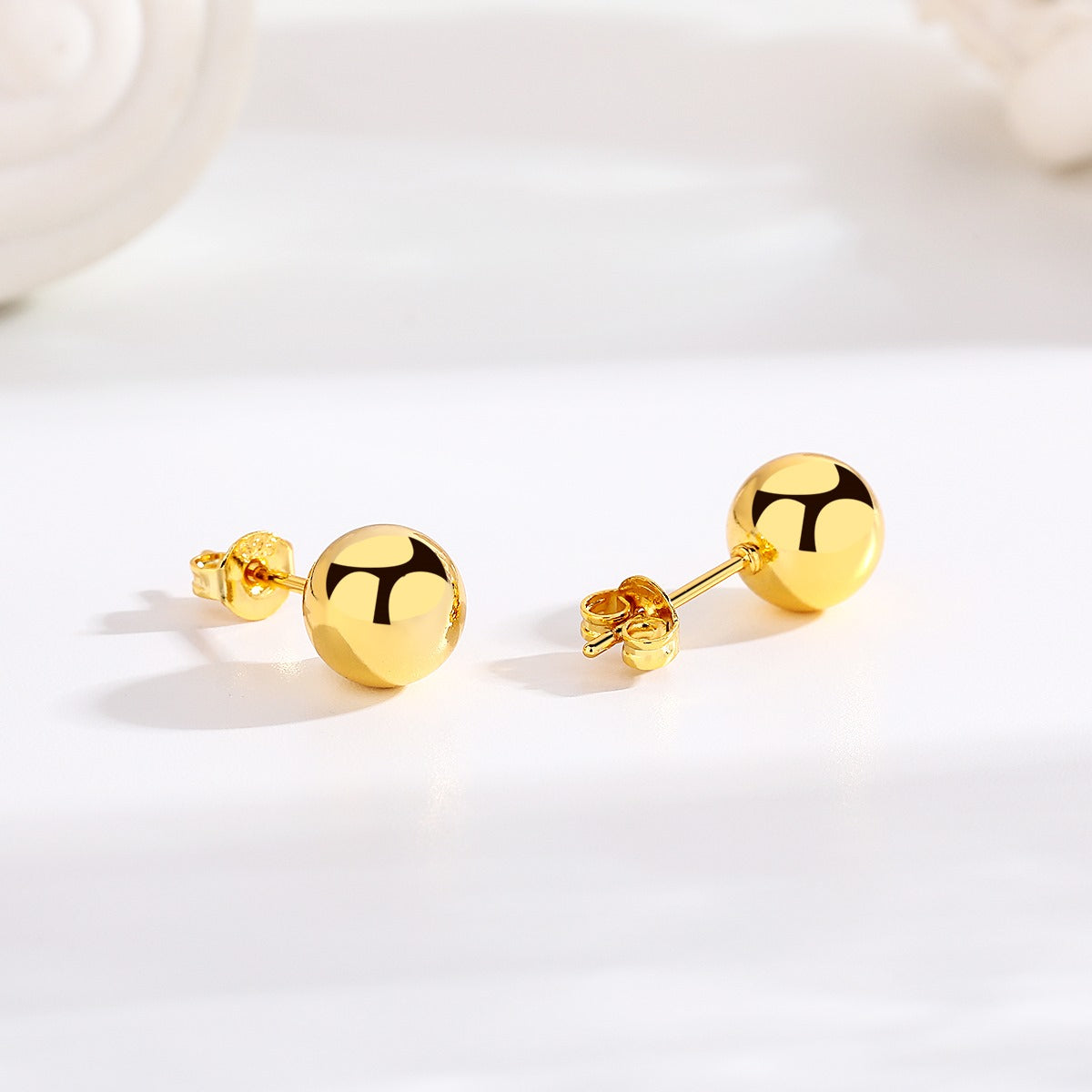 Amy and Annette 14K Gold Ball Stud Earrings