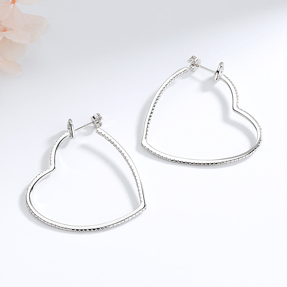 Sterling Silver Heart Milligraine Drop Earrings