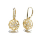 14K Gold Caged with crystals Rose Lever Back Earrings