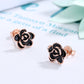 14K Rose Gold Flower Oxidized Flower Earring