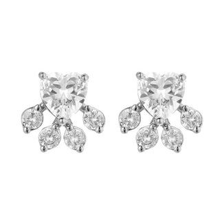 14K Rose Gold And Sterling Silver Paw Earrings With Crystals