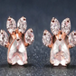 14K Rose Gold And Sterling Silver Paw Earrings With Crystals