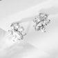14K Rose Gold And Sterling Silver Paw Earrings With Crystals