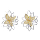 Lotus Flower Two Tone Earring Studs with Crystals