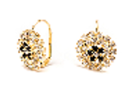 14K Gold Flower Huggie Earrings With Swarovski Crystals