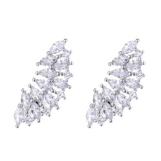 Sterling Silver Fan Earring Climber with Crystals