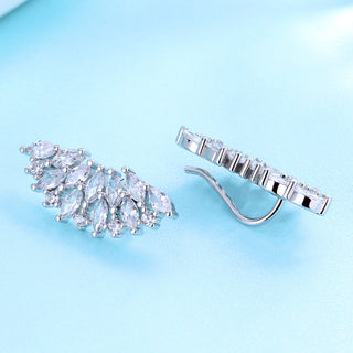 Sterling Silver Fan Earring Climber With Swarovski Crystals