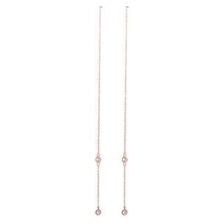 Sterling Silver Drop Pull Through Drop Earrings with Crystal