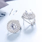 Sterling Silver Double Halo Omega Stud Earrings
