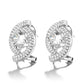 14K Rose Gold and 14K White Gold Two Row Halo Omega Backing Earrings