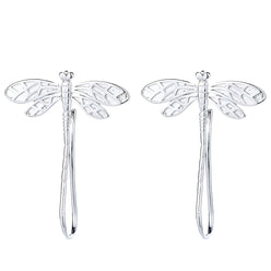 Sterling Silver and 14K Gold Dangle Dragonfly Earrings