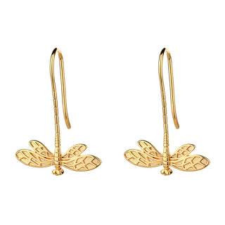 Sterling Silver and 14K Gold Dangle Dragonfly Earrings