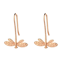 Sterling Silver and 14K Gold Dangle Dragonfly Earrings