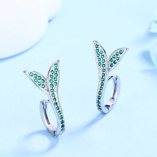 Sterling Silver Swarovski Crystal Sprout Huggie Earrings