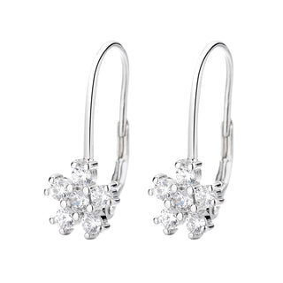 Amy and Annette Lever Back Earrings with Crystals in 18K Gold