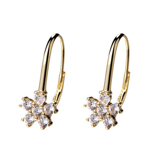 Amy and Annette Lever Back Earrings with Crystals in 18K Gold