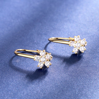 Amy and Annette Lever Back Earrings with Crystals in 18K Gold