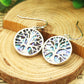 Abalone Tree of Life Drop Hook Earrings in 14K White Gold