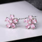 Sterling Silver Antique Pink Crystal Flower Studs