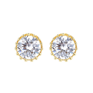 14K Gold Over Sterling Silver Crown Earrings With Swarovski Crystals