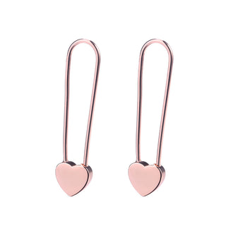 14k Rose Gold or Sterling Silver Heart Paper Clip earring