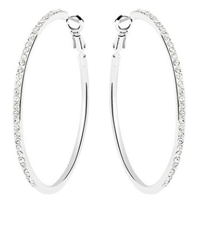 14K Gold/Sterling Silver Large Hoop Earrings With Swarovski Crystals