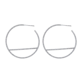 14k Gold and Sterling Silver J Hoop Earrings with crystals from Swarovski