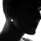 Amy and Annette Sterling Silver Pear Omega Lever-back Halo Earring