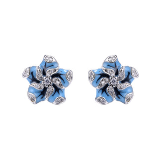 Sterling Silver Flower Earrings With Swarovski Crystal