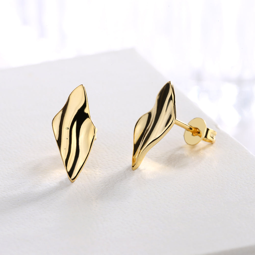 14K Gold And Sterling Silver Hammered Earrings