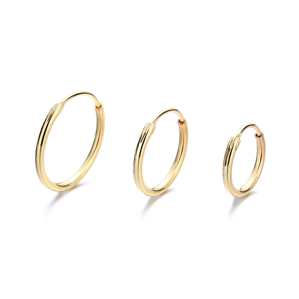 Amy and Annette 14K Gold over Sterling Silver Hoop Earrings Set of 3 Sizes