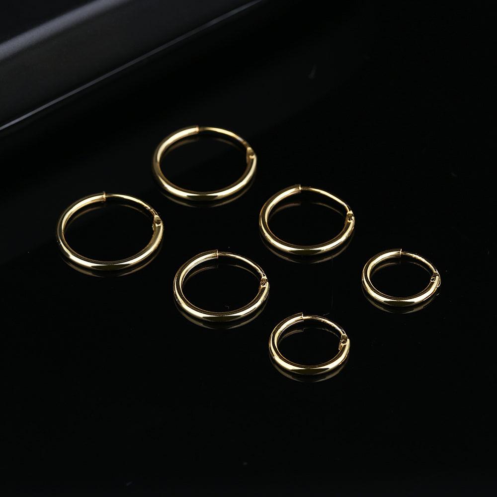 Amy and Annette 14K Gold over Sterling Silver Hoop Earrings Set of 3 Sizes