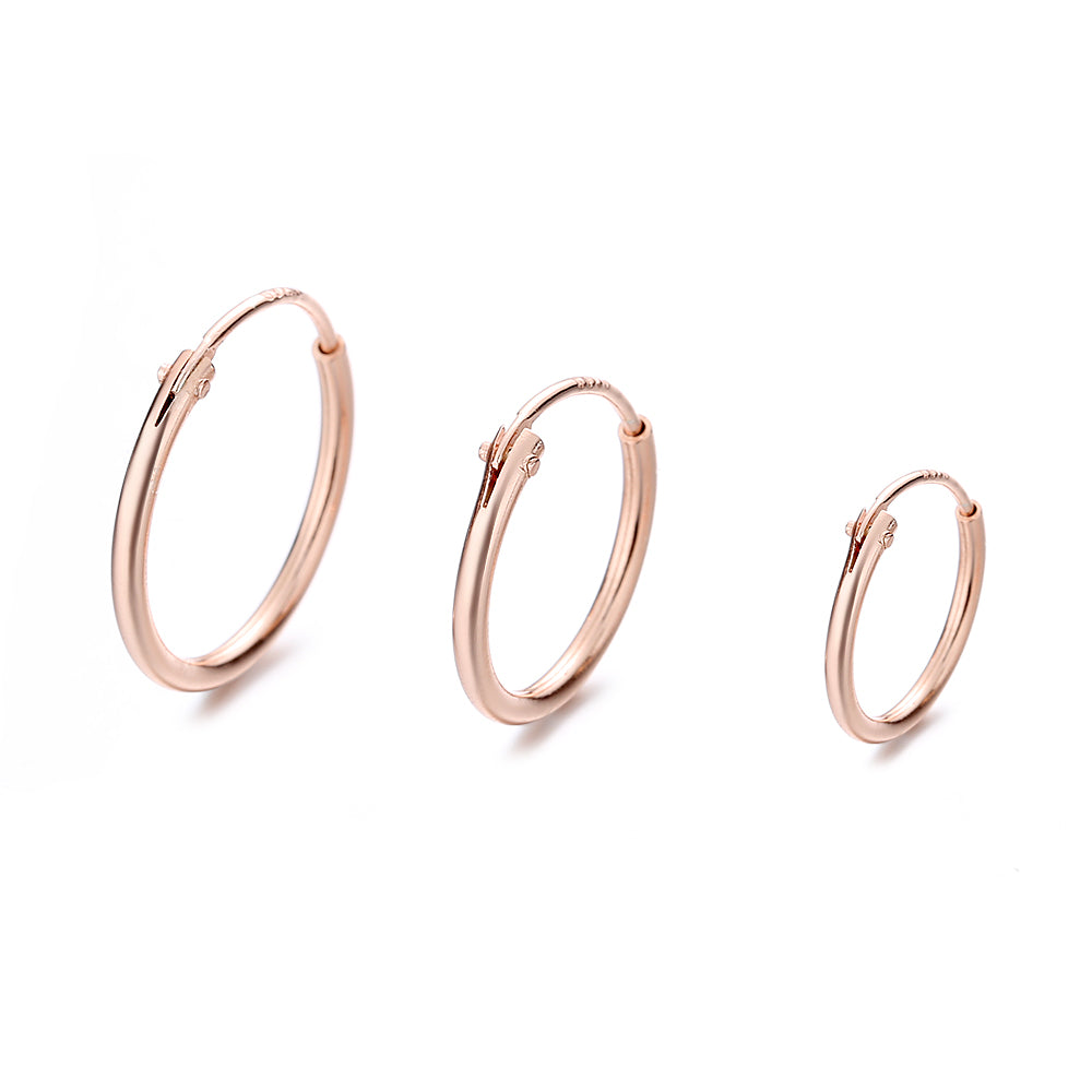 Amy and Annette 14K Gold over Sterling Silver Hoop Earrings Set of 3 Sizes