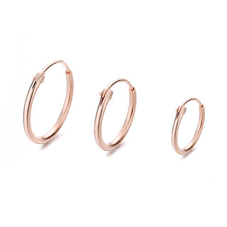Amy and Annette 14K Gold over Sterling Silver Hoop Earrings Set of 3 Sizes