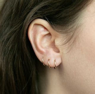 Amy and Annette 14K Gold over Sterling Silver Hoop Earrings Set of 3 Sizes