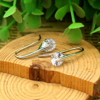 Sterling Silver Drop Earrings with Floating Crystals