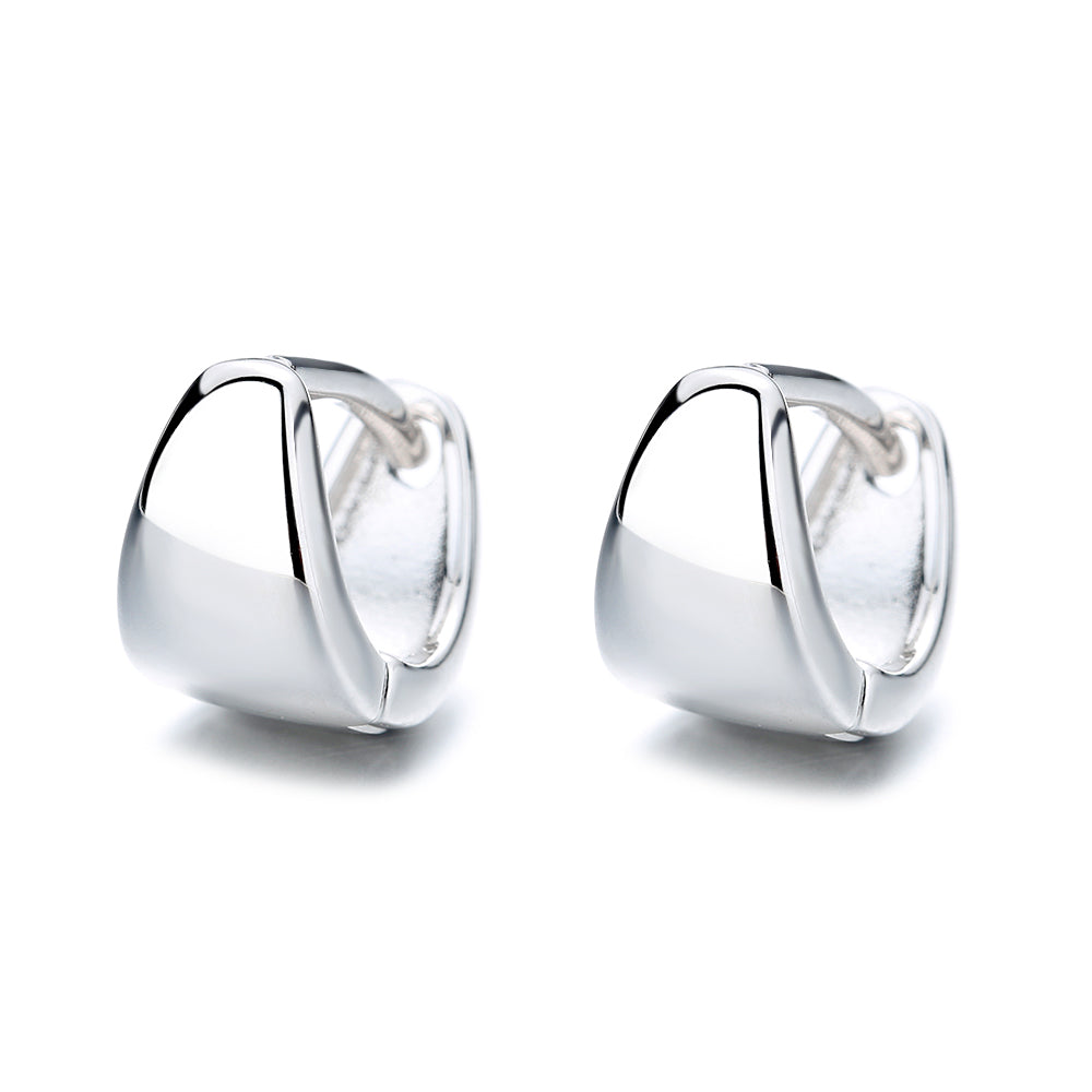 14K Gold And Sterling Silver Solid Huggie Earring