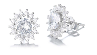 Swarovski Crystal Sterling Silver Halo Flower Stud Earrings