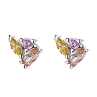 Multi Color Swarovski Crystal Cluster Stud Earrings