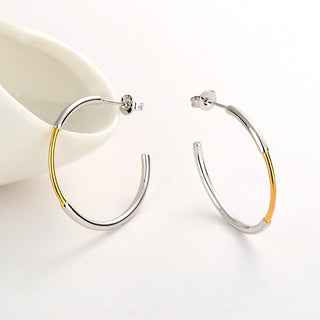 Sterling Silver and Gold Two Tone Hoop Earring