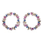 Sterling Silver Multi-Color J Hoop Earring with Crystals