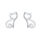 Sterling Silver Kitten Cut Out Stud Earrings