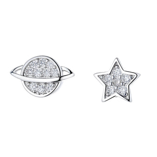 Sterling Silver Star and Planet Earrings with crystals from Swarovski