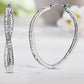 14K Gold And Sterling Silver Twisted Hoop Earrings With Crystal